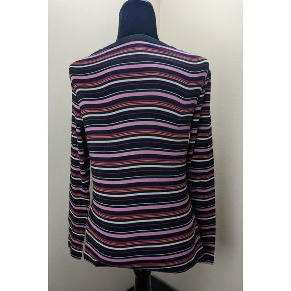 Women's Striped Long Sleeve Fitted T-Shirt - A New Day Black M Bin B - Picture 2 of 6